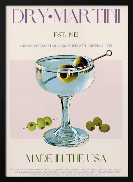 Classic Martini Charm - Nazma Khokhar Framed Art | Home or Office Art