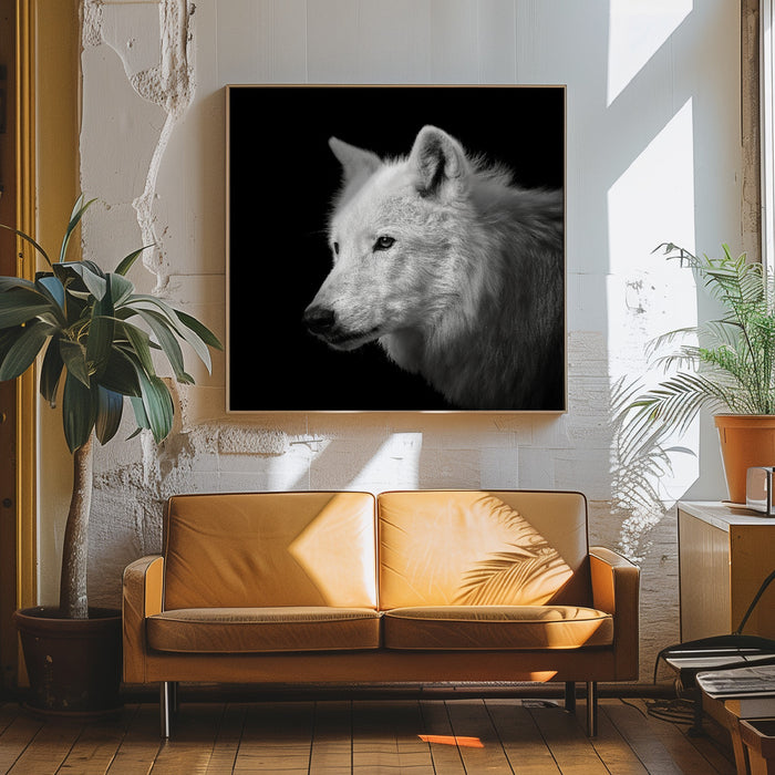 White Wolf #2 by Christian Meermann Square Canvas Print Art for Modern Home Decor. Decorate your office or living room with canvas artwork