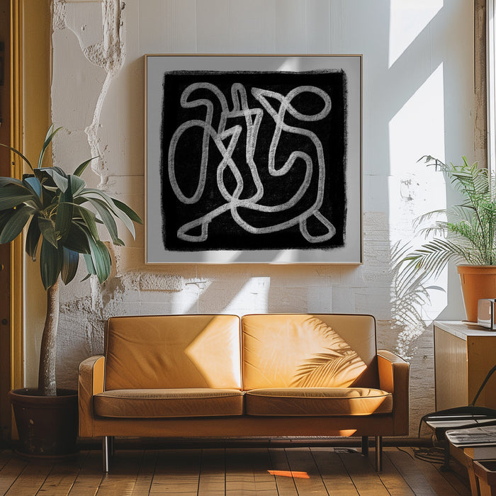 Black Scribble 3 by Sharyn Bursic Square Canvas Print Art for Modern Home Decor. Decorate your office or living room with canvas artwork