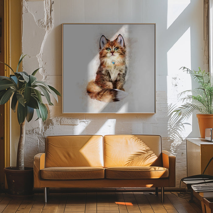 Baby Cat Square Canvas Art Emel Tunaboylu