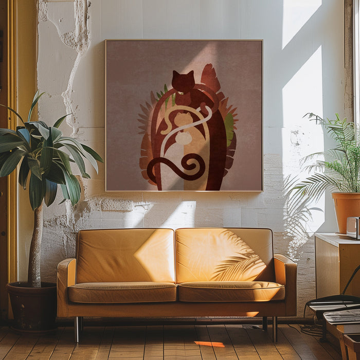 Cat Gang Boho by Emel Tunaboylu Square Canvas Print Art for Modern Home Decor. Decorate your office or living room with canvas artwork