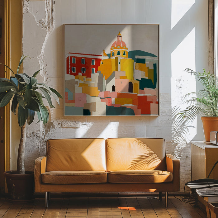 Procida Italy Kopie by Ana Rut Bre Square Canvas Print Art for Modern Home Decor. Decorate your office or living room with canvas artwork