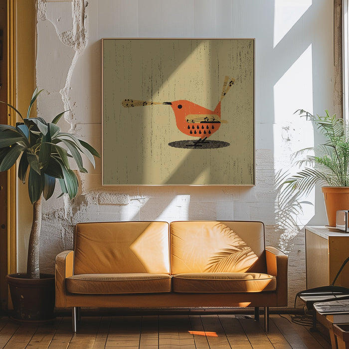 Singing Bird by Vision Grasp Art Square Canvas Print Art for Modern Home Decor. Decorate your office or living room with canvas artwork