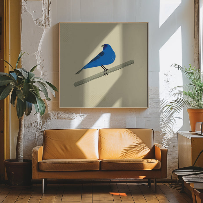 Indigo Bunting by Vision Grasp Art Square Canvas Print Art for Modern Home Decor. Decorate your office or living room with canvas artwork