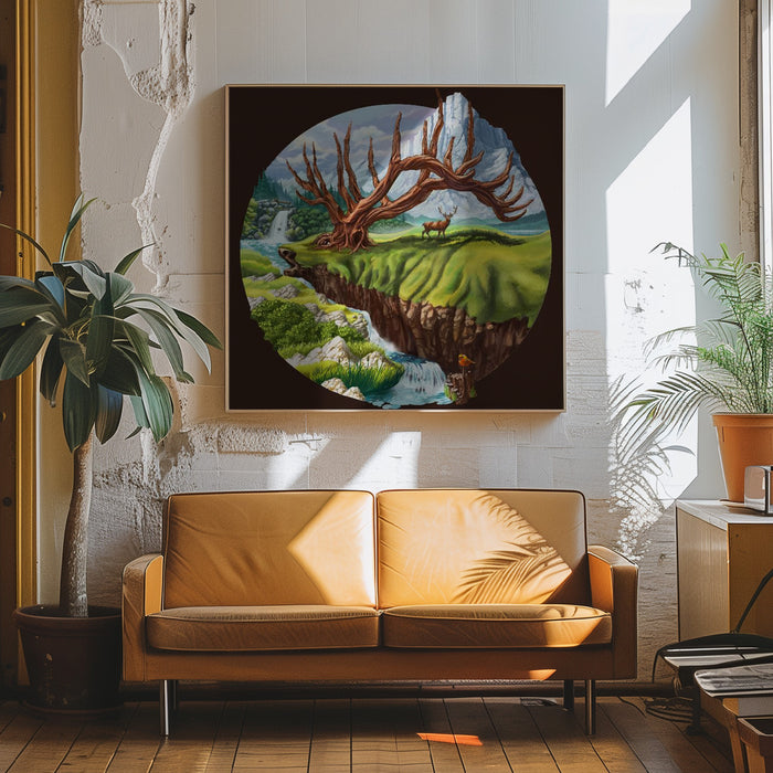 Father Deer by Alirıza ÇAKIR Square Canvas Print Art for Modern Home Decor. Decorate your office or living room with canvas artwork