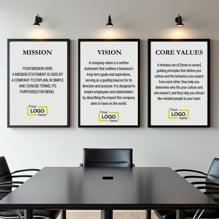 Custom Framed Mission statement, vision and Core Values custom prints – Black Wood Frames (
