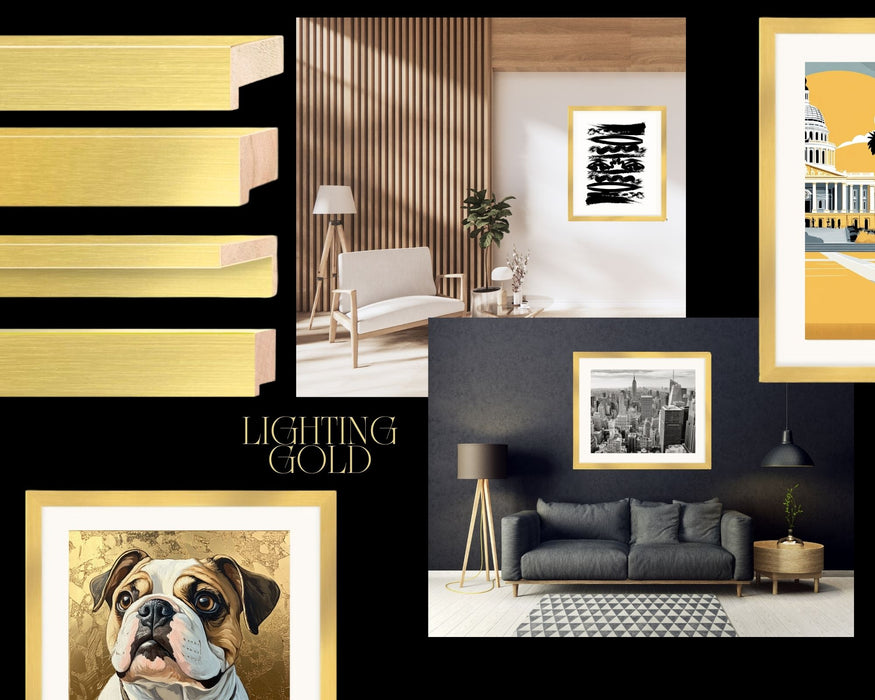 Modern Flat Lighting Gold Picture Frame  shopmodernmemory.com 