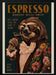 Art Deco Espresso Martini Drinking Sloth - The Whiskey Ginger Framed Art | Home or Office Art