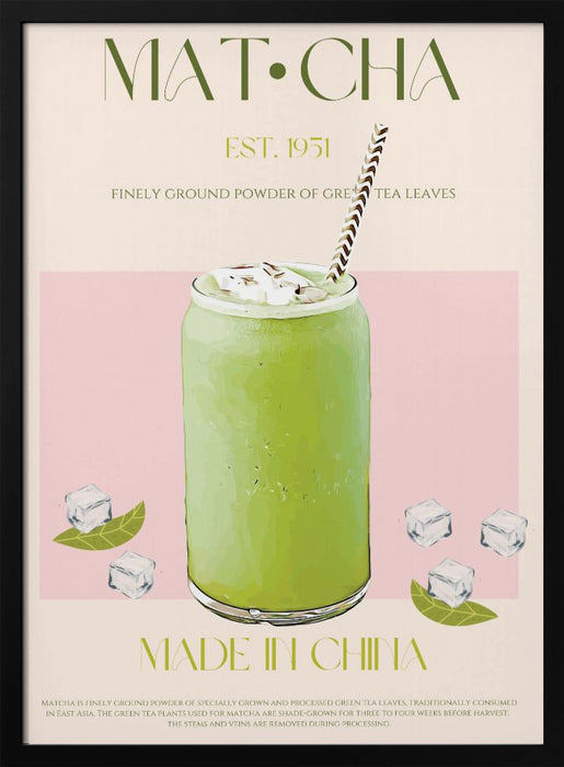 Chilled Matcha Drink - Nazma Khokhar Framed Art | Home or Office Art