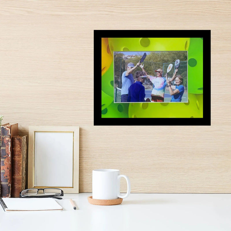 Pickleball Picture Frame: Black Wood Frame with Matting 5x7  shopmodernmemory.com 
