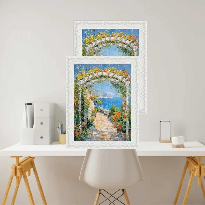 14x14 Frame Glossy Ornate Wedding White Picture Frame