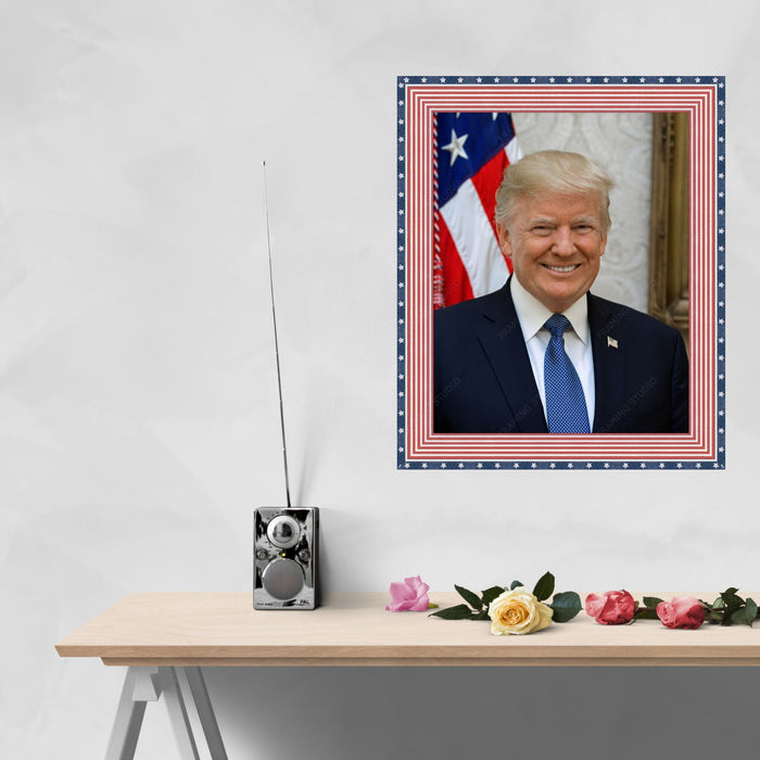 Donal Trump Red White and Blue Picture Frame Wall Hanging MADE IN USA  shopmodernmemory.com 