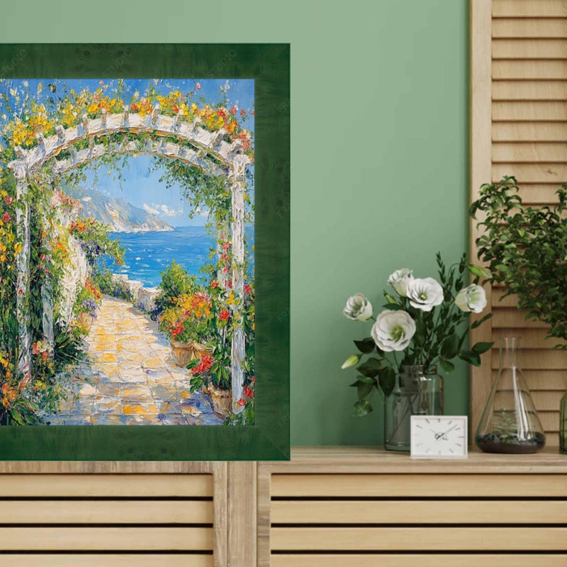 25x25 Frame Green Burl Wood Flat Picture Frame