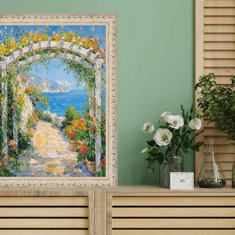 26x26 Frame White Wash Alabaster Bead Picture Frame