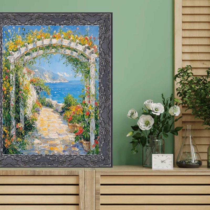 32x24 Frame Renaissance Silver Black Ornate Picture Frame