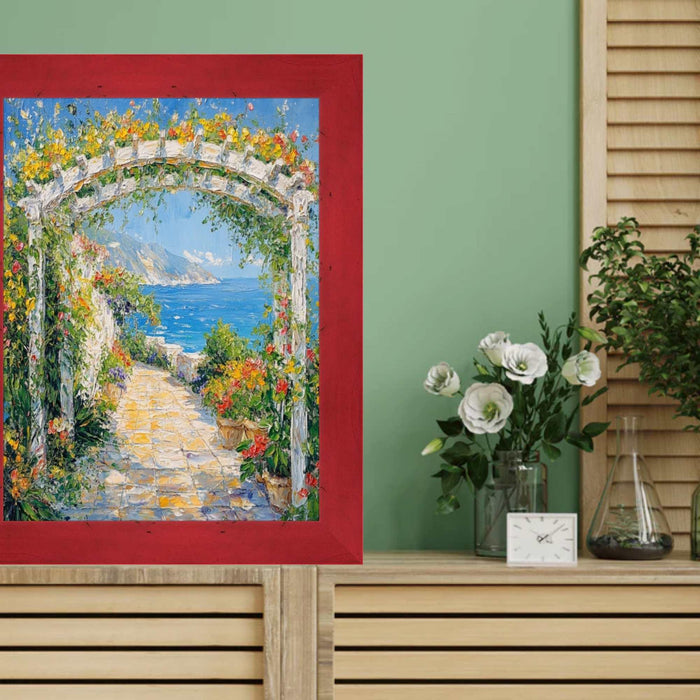 22x22 Frame Modern Red Burl Wood Flat Picture Frame