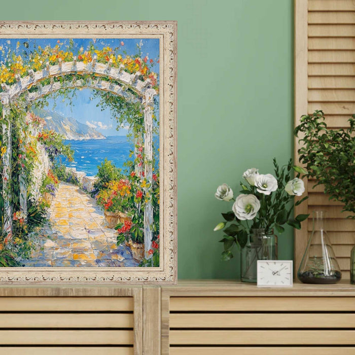 32x48 Frame White Wash Alabaster Bead Picture Frame