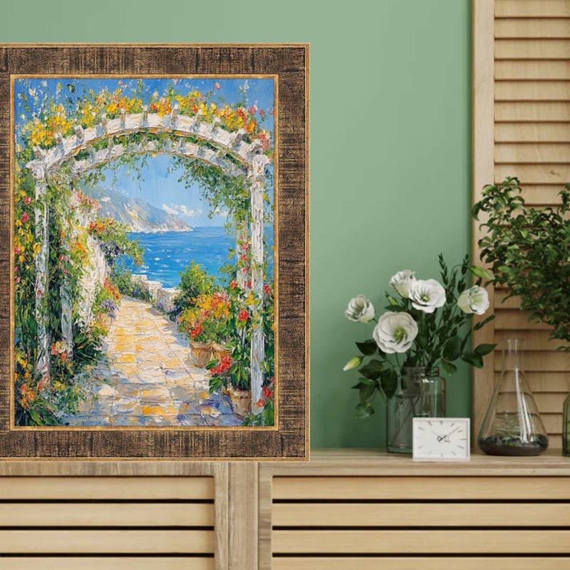 24x48 Frame Farmhouse Rustic Wood Black Gold Picture Frame