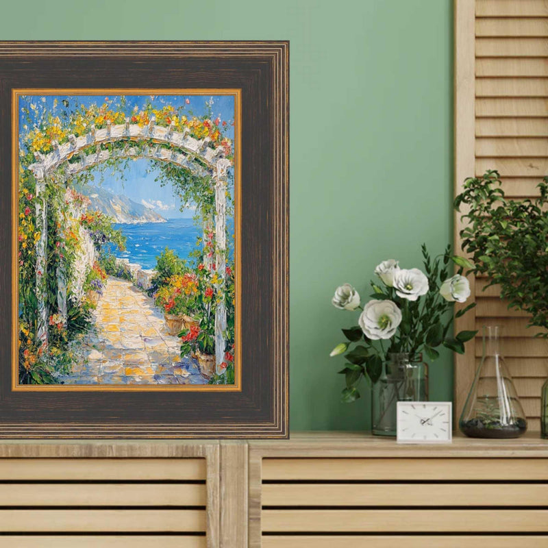 24x48 Frame Wide Black Antique Gold Picture Frame