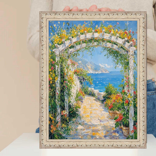 22x22 Frame White Wash Alabaster Bead Picture Frame