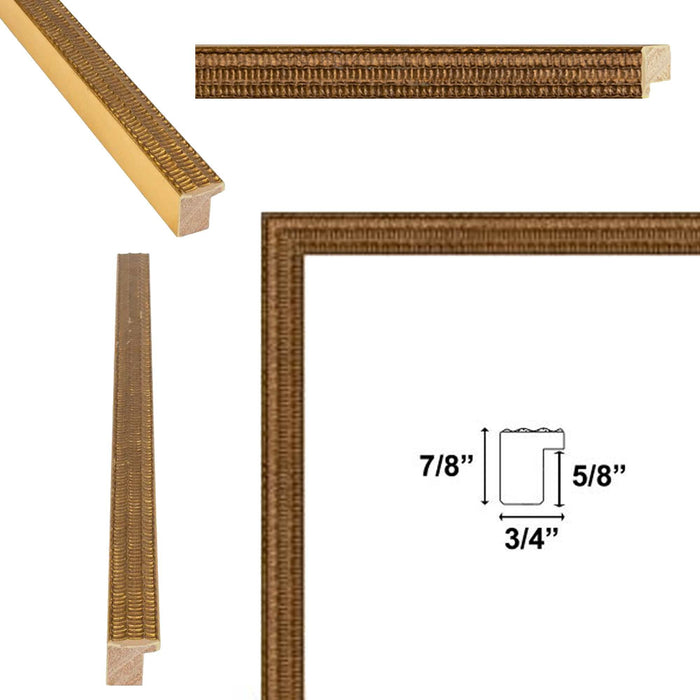 32x48 Frame Contemporary Modern Slim Bright Gold Pebbled Texture Picture Frame