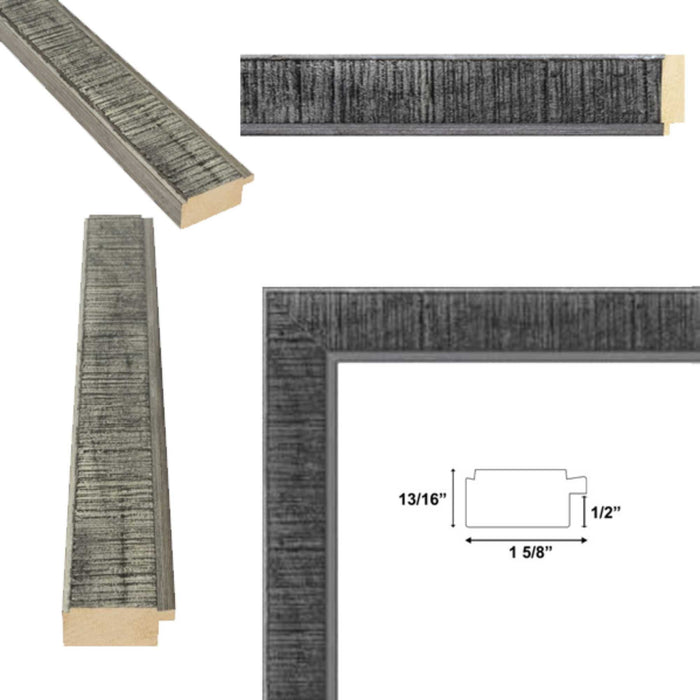 32x48 Frame Rustic Wood Black Silver Picture Frame