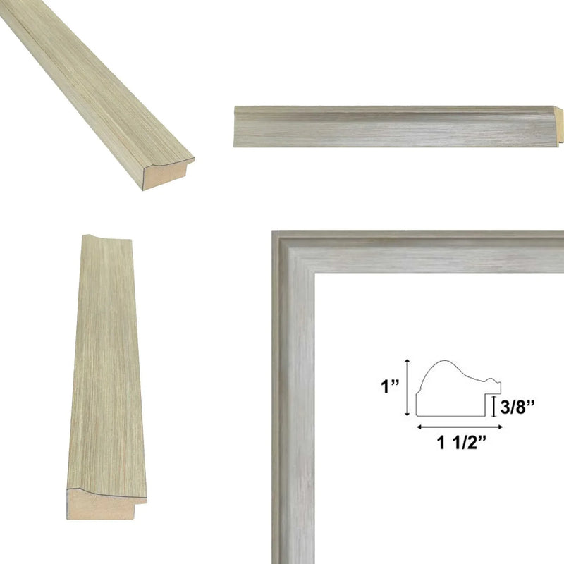 14x14 Frame  Contemporary Silver Brushed Modern Scoop Picture Frame