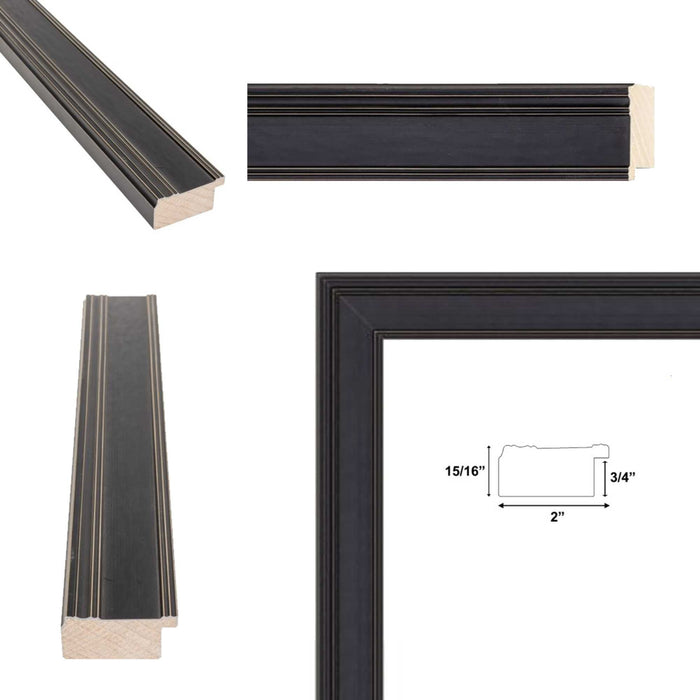 32x48 Frame Black Hammered Flat Picture Frame