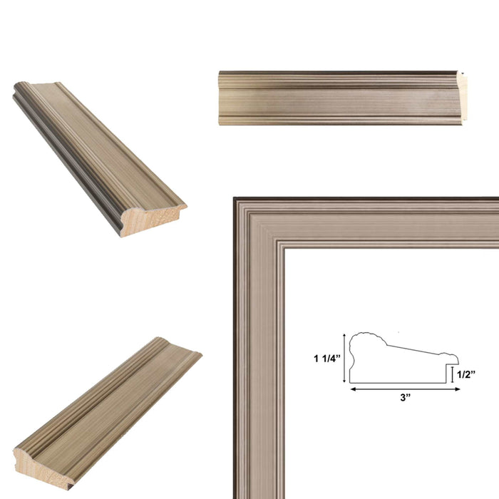 32x48 Frame Wide Antique Silver Gold Wash Picture Frame