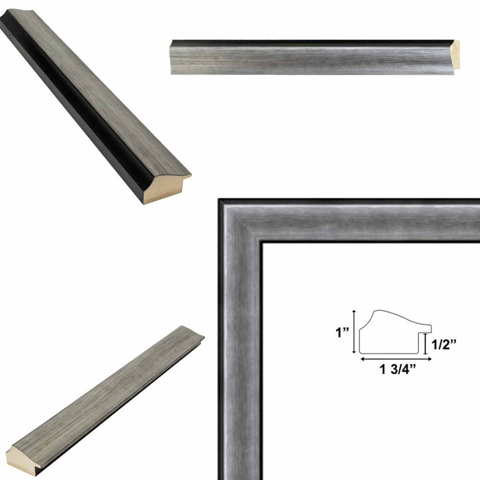 32x48 Frame Custom Frame Raiders Silver/Black Gunmetal Picture Frame