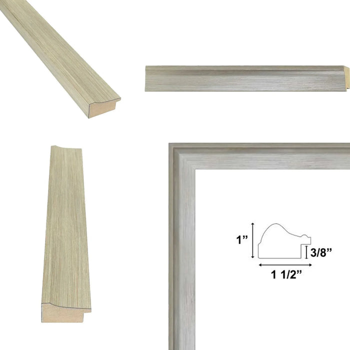 10x15 Frame  Contemporary Silver Brushed Modern Scoop Picture Frame