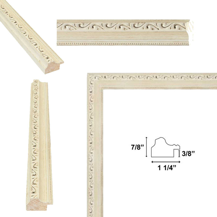 32x48 Frame White Wash Alabaster Bead Picture Frame