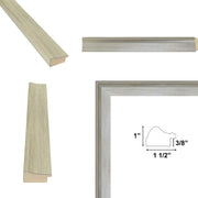 30x40 Frame  Contemporary Silver Brushed Modern Scoop Picture Frame