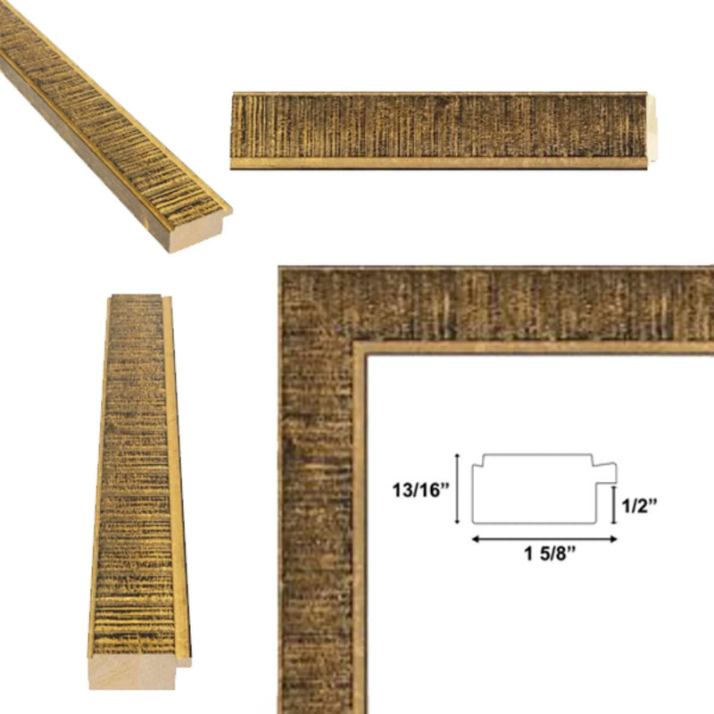 27x41 Frame Farmhouse Rustic Wood Black Gold Picture Frame