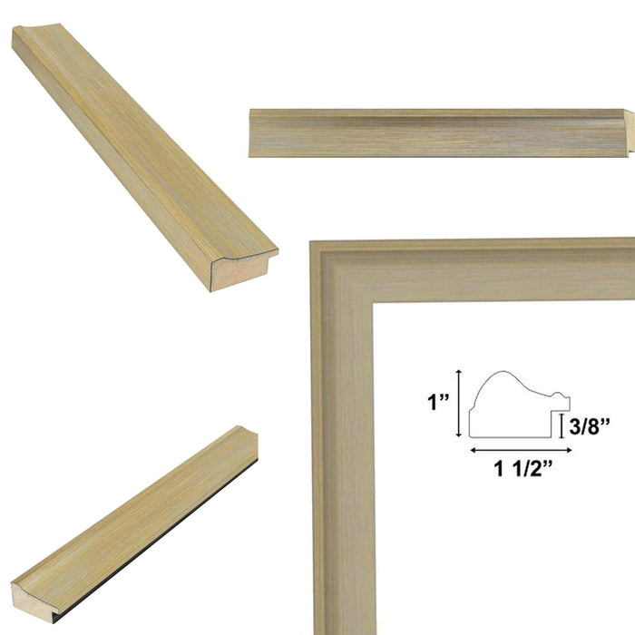 32x48 Frame Gold Brushed Modern  Contemporary  Scoop Picture Frame