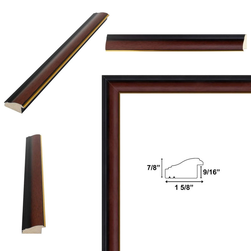 14x18 Frame Diploma Mahogany With Gold Line Picture Frame