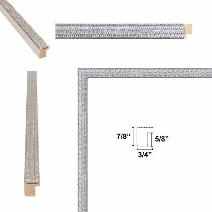 Slim Modern Bright Chrome Silver Pebbled Texture Picture Frame 