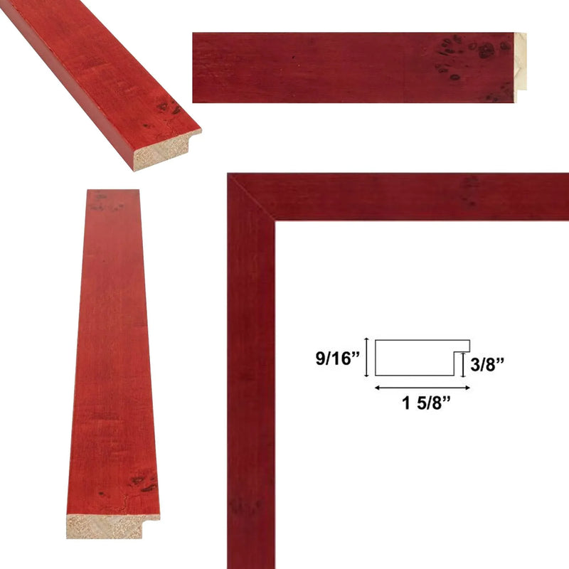22x22 Frame Modern Red Burl Wood Flat Picture Frame