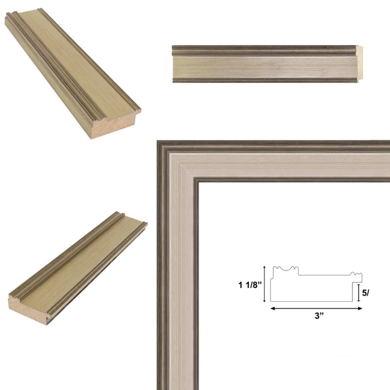 27x27 Frame  Contemporary Wide Silver Leaf Flat Panel Picture Frame