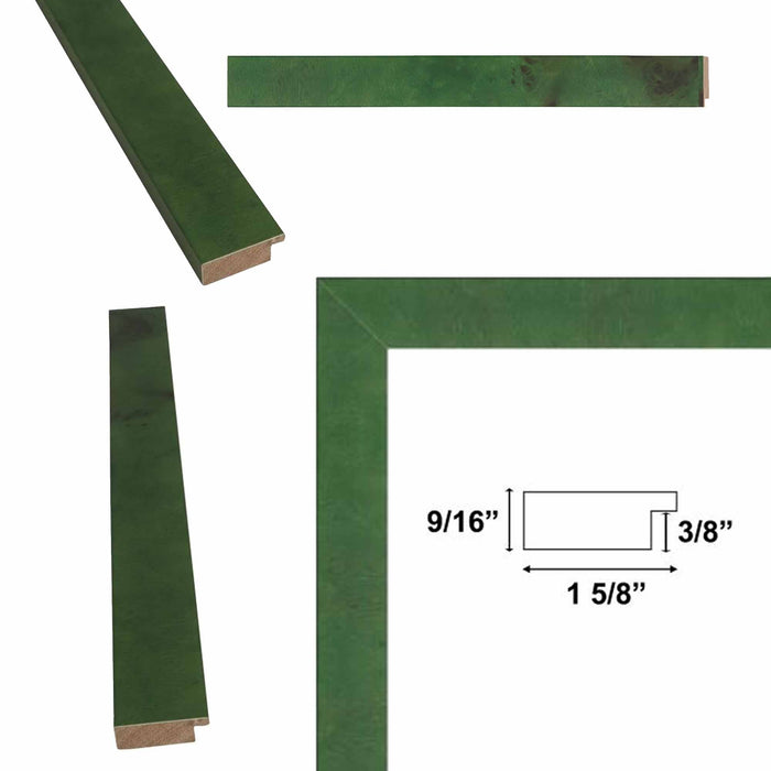 32x48 Frame Green Burl Wood Flat Picture Frame