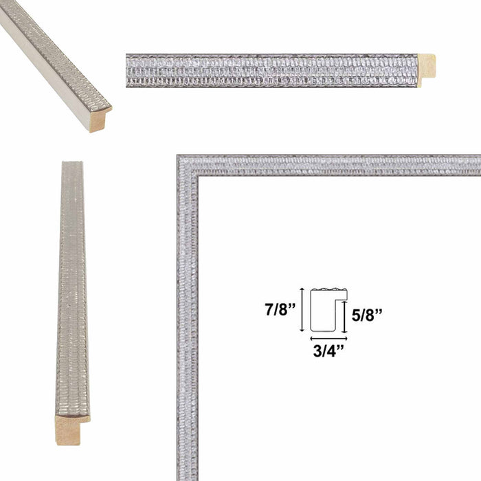 32x48 Frame Slim Bright Chrome Silver Pebbled Texture Picture Frame