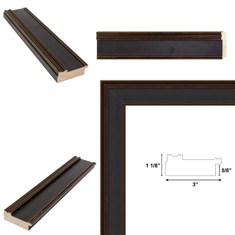 12x15 Frame Wide Gold Black Flat Panel Picture Frame