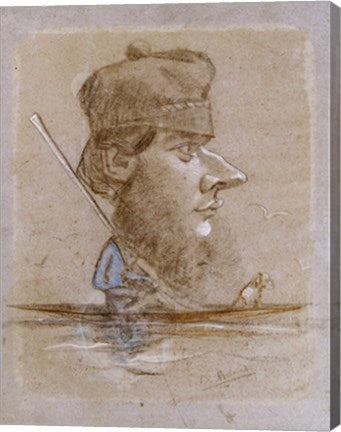A Hunter and his Dog on a Boat, c.1858-59 by Claude Monet