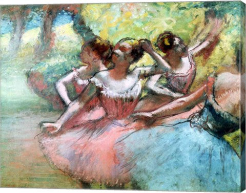 Four ballerinas on the stage by Edgar Degas