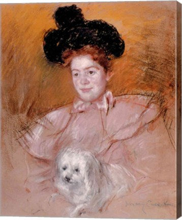 Woman holding a dog by Mary Cassatt