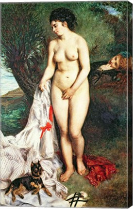 Bather with a Griffon dog, 1870 by Pierre-Auguste Renoir