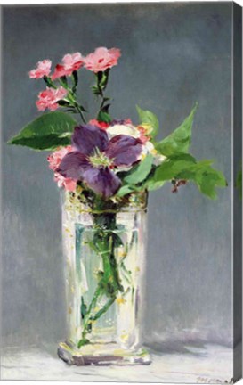 Pinks and Clematis in a Crystal Vase, c.1882 by Edouard Manet