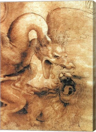 Detail of the Dragon from the drawing Fight between a Dragon and a Lion by Leonardo Da Vinci