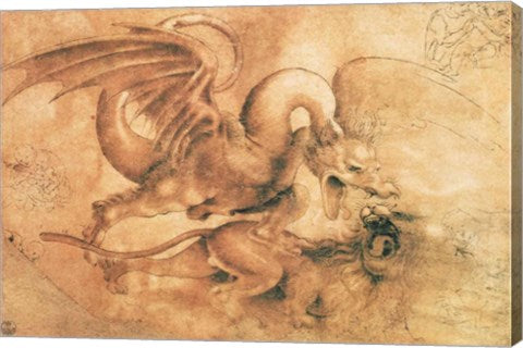 Fight between a Dragon and a Lion by Leonardo Da Vinci