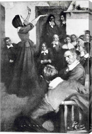 Anne Hutchinson Preaching in her House in Boston, 1637, illustration from 'Colonies and Nation by Howard Pyle